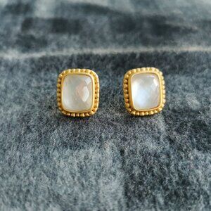 Julie Vos Marbella Gold Clear Crystal Stud Earrings BRAND NEW